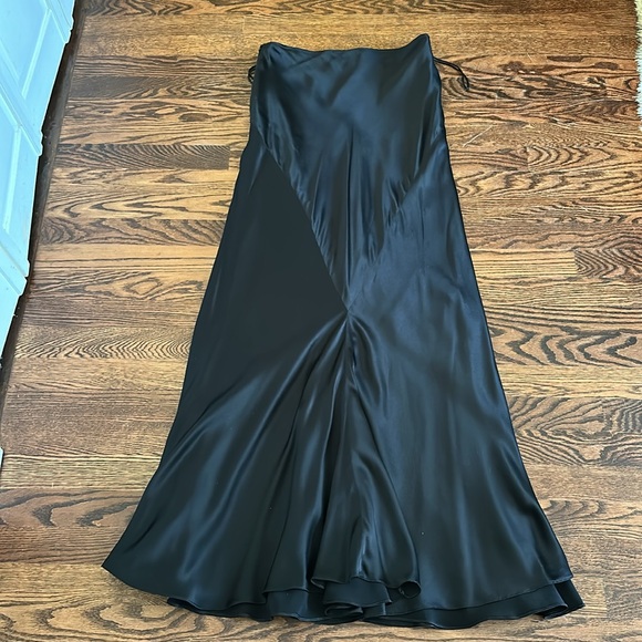 Ralph Lauren Purple Label Black Silk Satin Maxi Skirt Size 8 - Picture 12 of 16